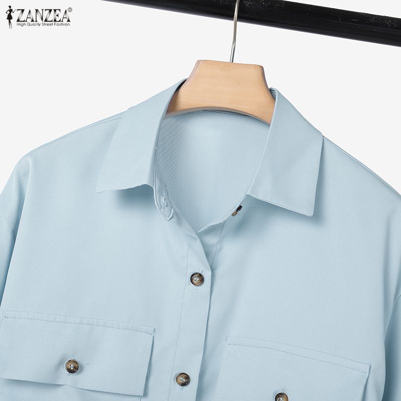 ZANZEA Lässiges zweiteiliges Anzug-Set für Damen mit langärmeliger Bluse und Hose