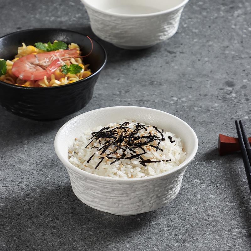 White rice bowl New household ceramic eating bowl High-end tableware High-value rock grain rice bowl Breakfast