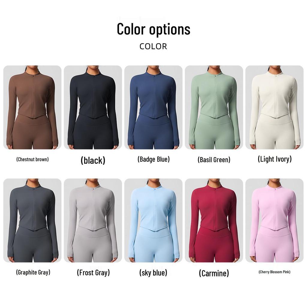 Quick-Dry Nude-Feel Zip-Up Fitness Jacket – Women's Long Sleeve Yoga & Running Top
