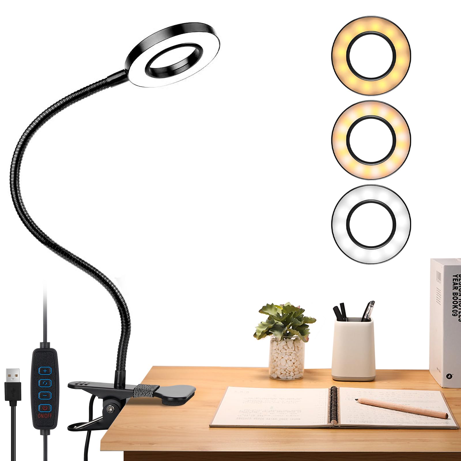 

Клипсовый светильник Светодиодный светильник Adoric Яркое освещение с питанием от USB Лампа для чтения 3 цвета 4 уровня яркости Настольный для конференций 40 светодиодов Складной свет для селфи Мольберт