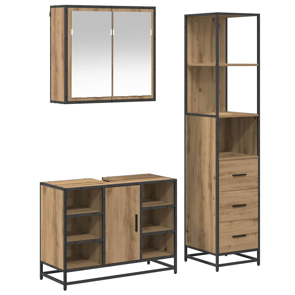 Bathroom Furniture Set 3 Pcs Artisan Oak 80 X 33 X 60 Cm