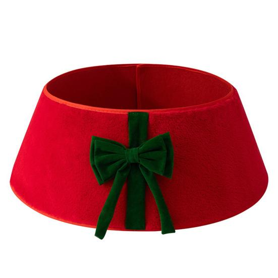 Christmas Tree Skirt Soft Faux Suede Bow Design Foldable Reusable Base Cover Festive Christmas Decoration