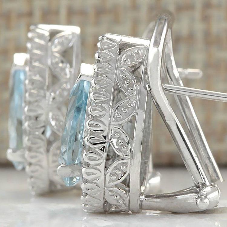 Stylish Light Blue Zircon Inlaid Teardrop Earrings for Women - European & American Fashion