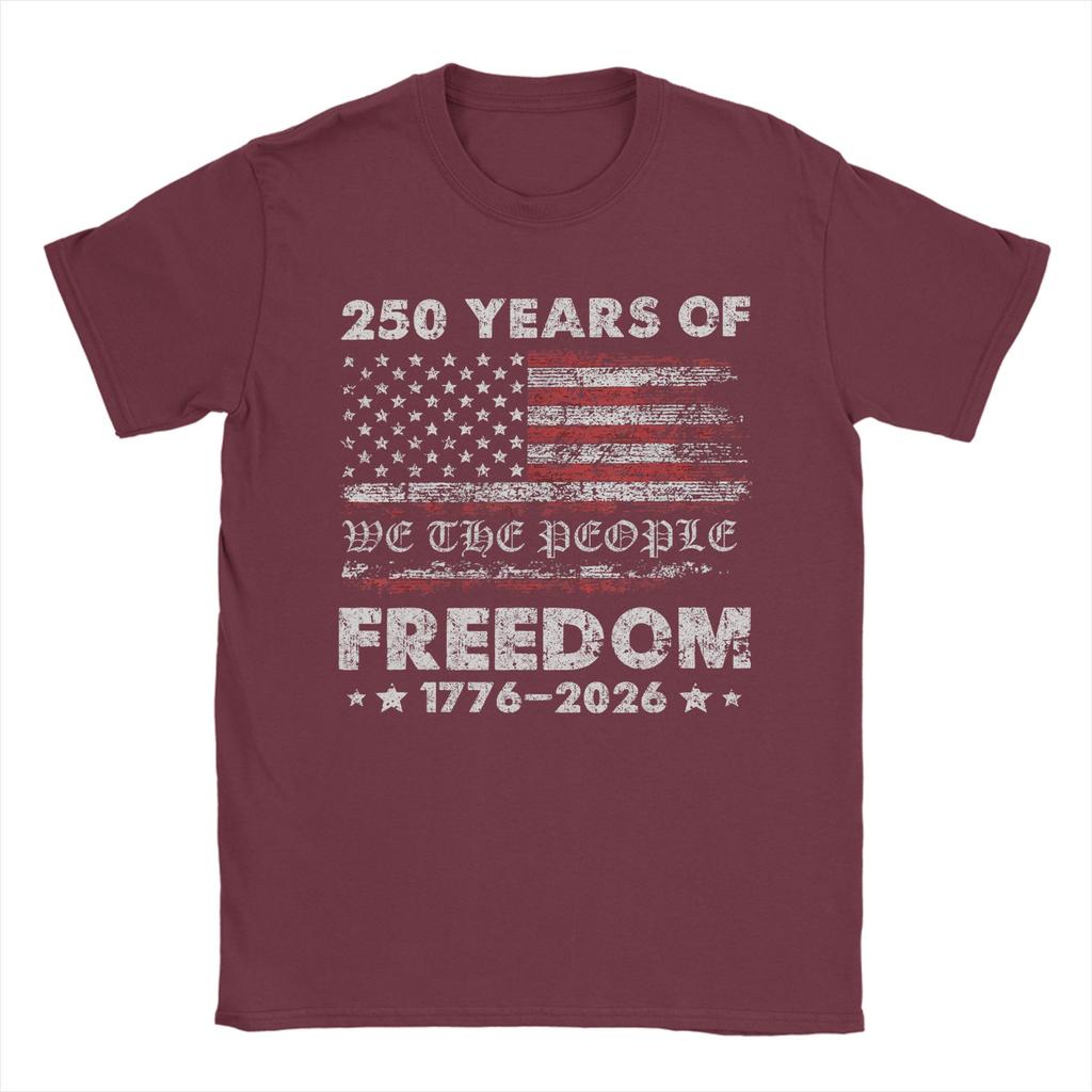 250 Years American Flag Anniversary USA 250th Birthda Cotton T Shirt For Unisex Summer Round Neck Tees Oversized Clothes