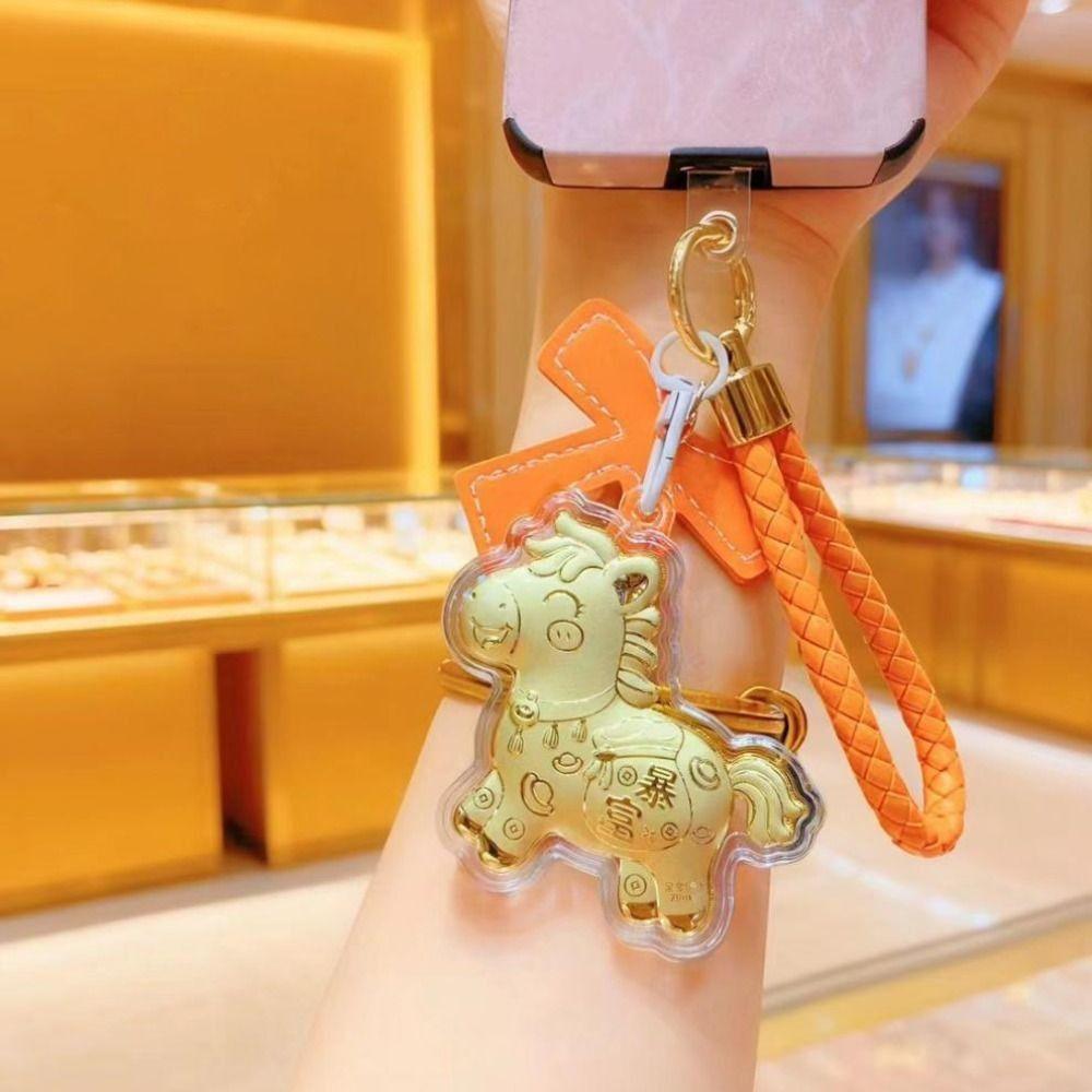 New Horse Keychain Bow Zodiac Key Ring Backpack Pendant New Year Pendant  Car Keychain