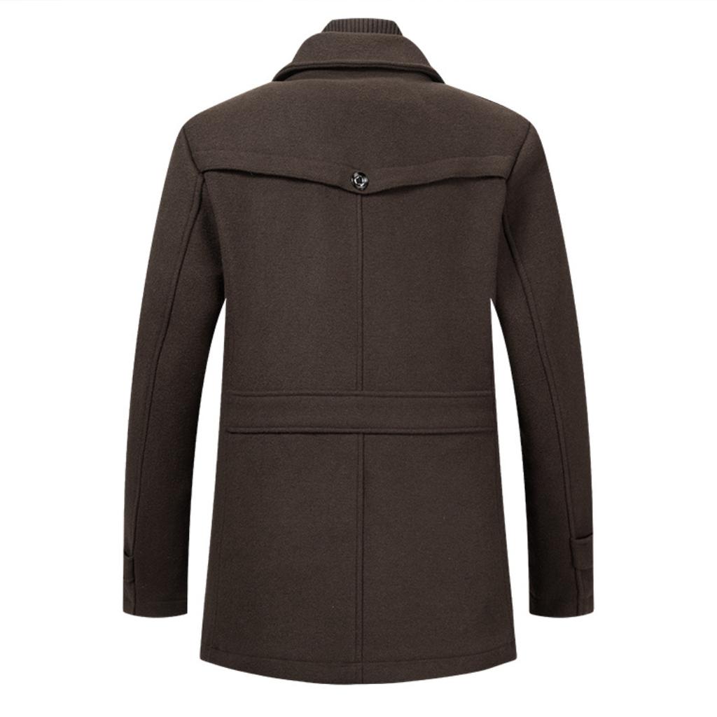 Herren Herbst und Winter Business Wollmantel Doppelkragen Kältebeständiger Herrenmantel Wollmantel für Herren