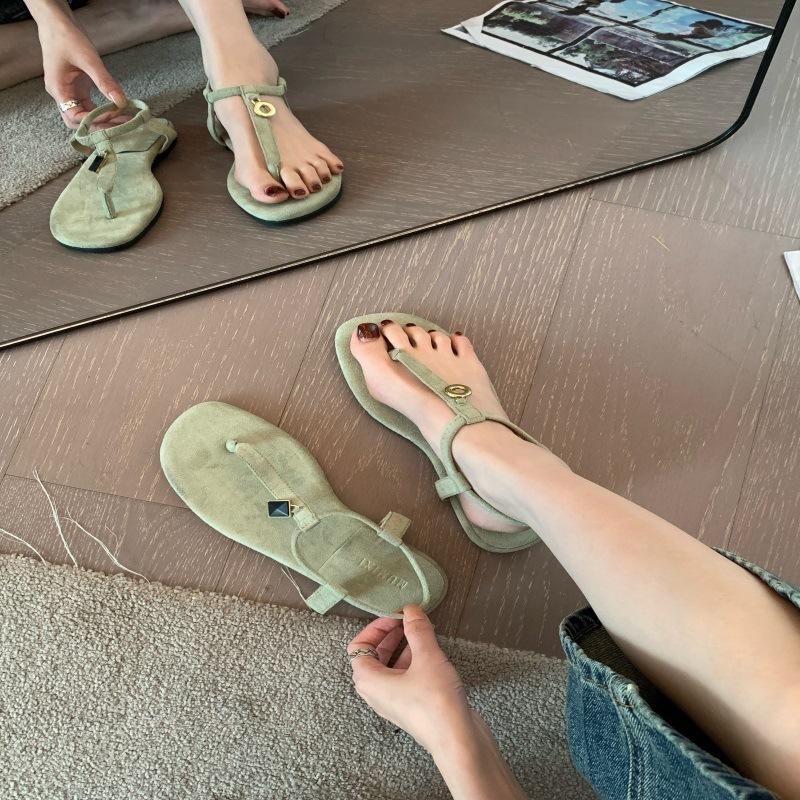 Fashion Beige Heeled Sandals Clear Shoes Slip-on Loafers Summer Women's Flip Flops Platform Soft Black Pearl Outside Elastic Band Girls