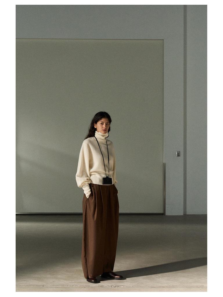 Shi Ji TR Pleated Cocoon Trousers: Autumn Mid-rise, Slimming, Versatile, and Casual Long Pants M7618