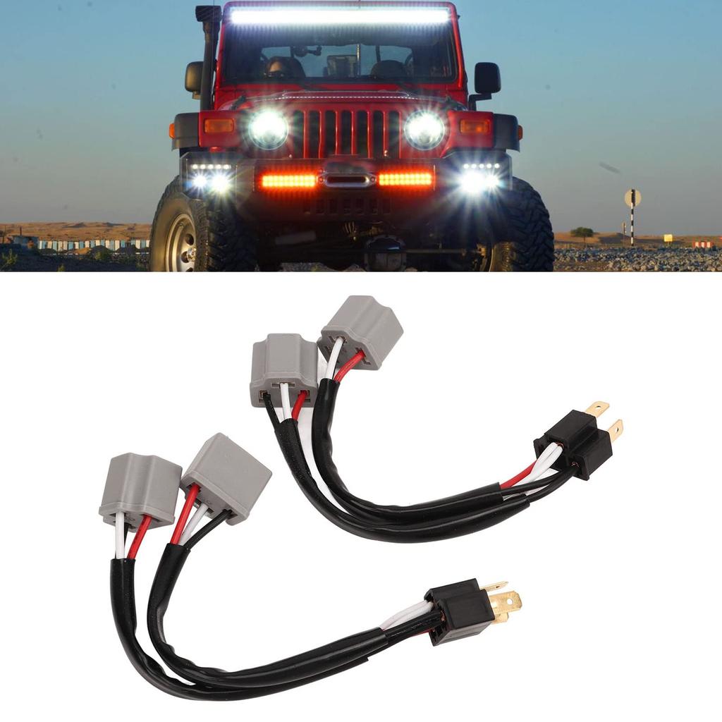 Adaptadores de arnés de faro H4 9003 Paquete de 2 Macho a Hembra Cable de doble ramal para Camioneta Pickup con Cable LED y Enchufe