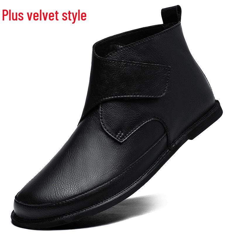 Men s Plus Size Genuine Leather High-Top Retro Casual Boots with Soft Sole 41