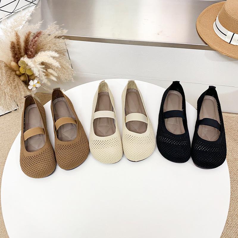 Fashion Women Breathable Flats Spring Summer Shoes Soft Sole Solid Color Mesh Female Daily Walking Driving Loafers Slip-on Footwear