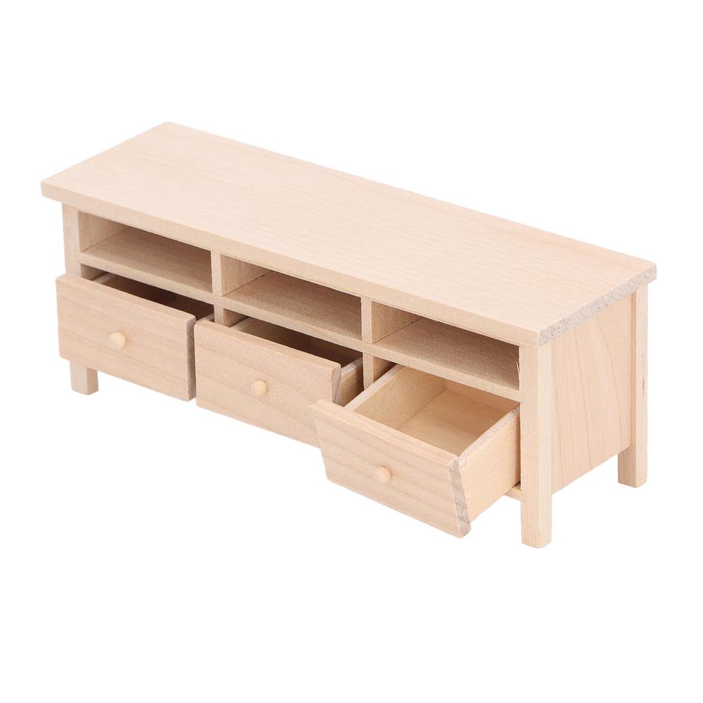 Miniature TV Cabinet Simulation Drawers Design Decorative Wooden Furniture Model for 1Celsius12