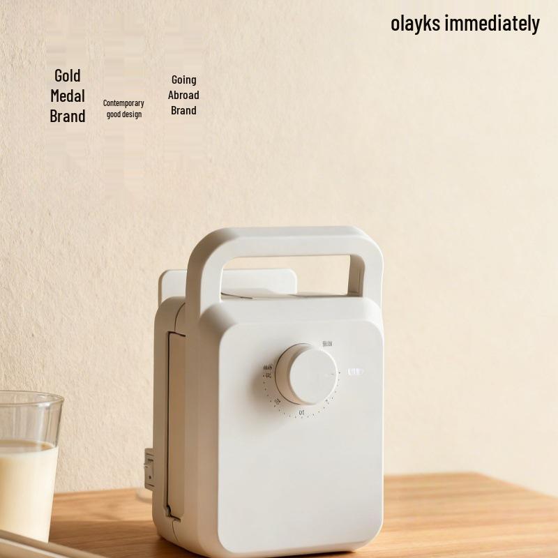 Olayks Multifunctional Breakfast & Sandwich Maker with Timer - Compact Waffle, Toaster, and Bread Maker Ceramic White (Sandwich Plate) ZCJ00101