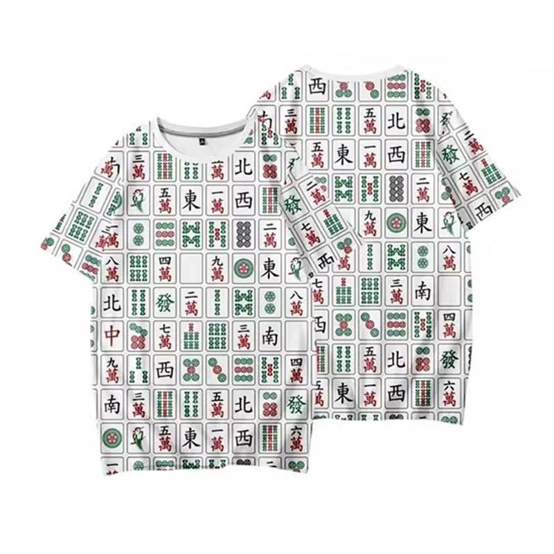 

Funny Mahjong Printed T Shirt Cool Men s Mahjong Tshirt O Neck Casual Unisex Streetwear Fashion Cartoon Tee Camisetas Ropa Hombre XXS зелений/білий
