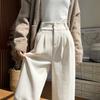 White Suit Pants Women's Pants Autumn and Winter New Corduroy Straight Pants Winter Velvet Thickened Wide-leg Pants