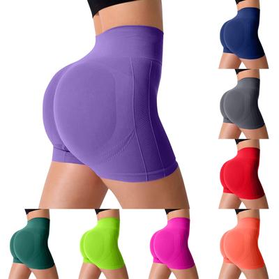 Women's Fashion Color Hip Lifting Yoga Shorts Quick Drying Breathable Sports Fitness Tight High Waist Three Part Yoga Shorts