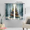 Set Of 2 Plane Printing Curtains Digital Printed Christmas Tree Snowfall Festive Durable Polyester Fabric Without Rod Curtain