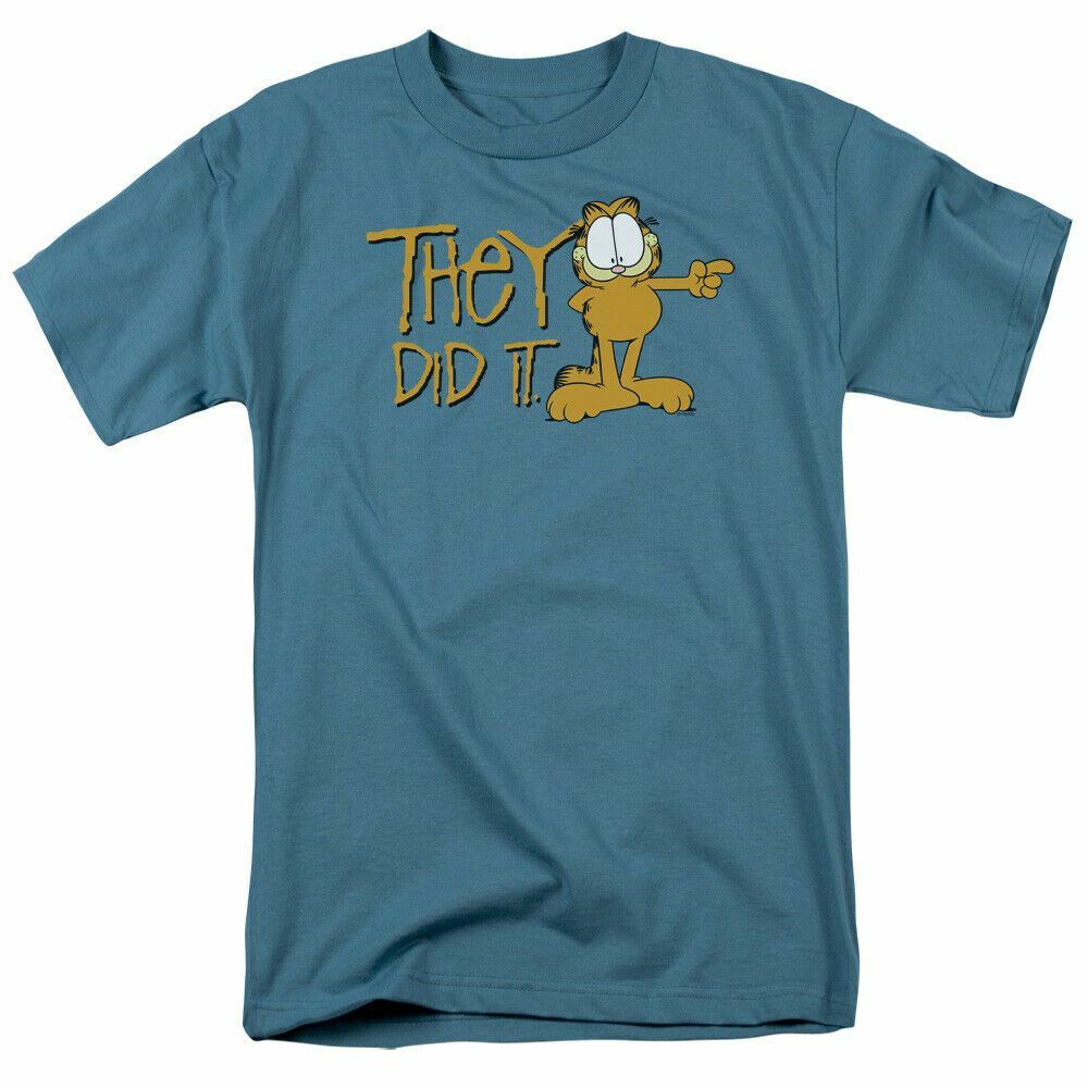 26 Garfield They Did It T Shirt Mens Licensed Jim Davis Comic Tee Slate Unisex T-Shirt L