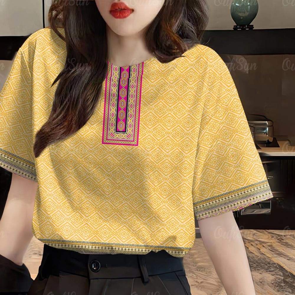 Women s floral printed T-shirt - short sleeved casual top XXS