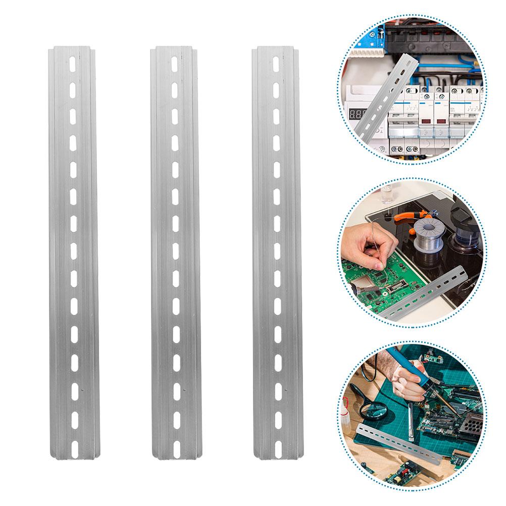 10 Pcs Din Rail Breaker Mount Aluminum Slotted Electric Boxes Terminal Blocks Industry Standard Track For Components Metal
