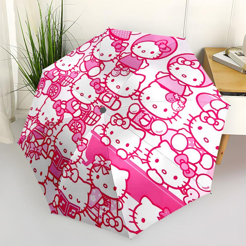 1pc Hello Kitty Automatic Open/close Umbrella, Portable Travel Umbrella, Everyday Use - Outdoor Accessory, Artistic Pattern, Compact Design, Fashion L