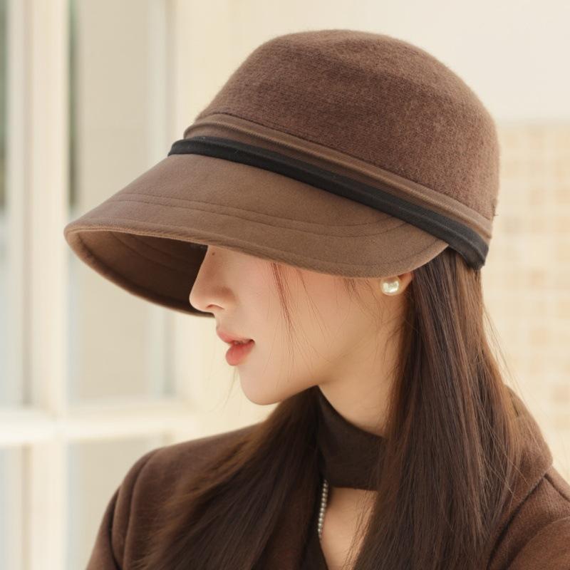 

Новая женская осенняя ветрозащитная и теплая шерстяная шапка для путешествий, шопинга, верховой езды. Идеально подходит для холодной погоды, зимний головной убор one size темно-коричневого