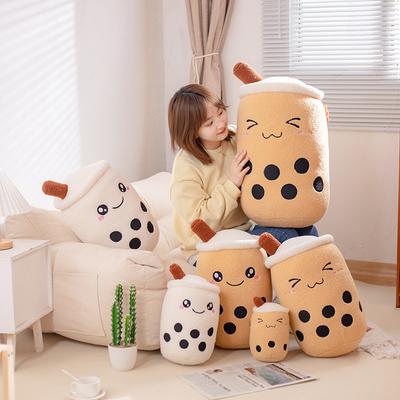 Creative Simulation Bubble Tea Throw Pillow Plush Toy Girls Sleep Soothing Rag Doll Milk Tea Shop Activity Gifts