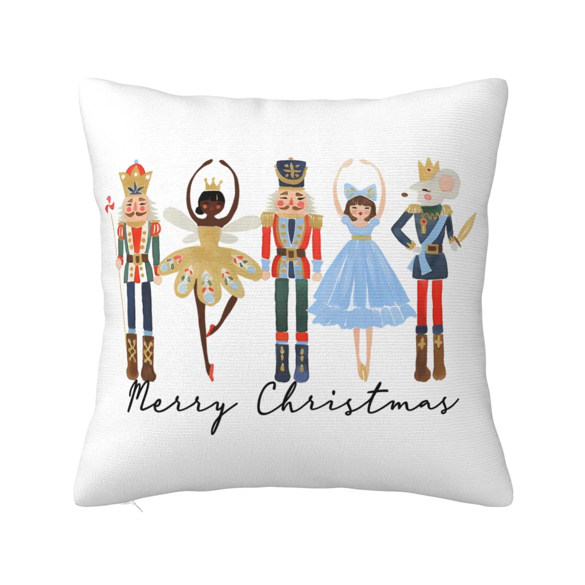 

Merry Christmas Nutcracker Pattern Pillow Case 18x18 Inch Winter Holiday Party Cushion Cover Home Car Decoration for Sofa Couch 30cmx30cm