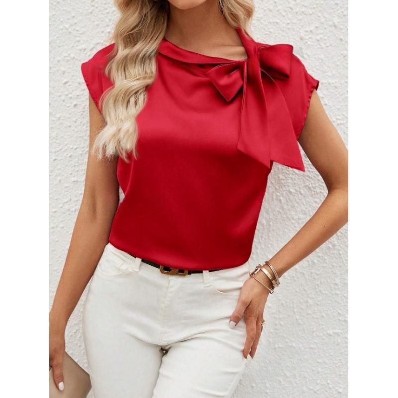 Top estivo da donna con fiocco a mezza lunghezza e design a nicchia