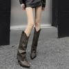 2025 New Vintage Studded Trouser Boots New Pointed Toe Stiletto Heel Sleeve Anti-Slip Wear-Resistant Knight Booties