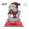 Festive Wood Paper Towel Stand Christmas Holder, Funny Snowman Elf Santa Claus Tissue Holiday Kitchen Countertop Decor Dispenser, Decorative