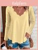 Womens Long Sleeve V Neck T Shirt With Breathable Polyester Splicing For Casual Fall Style