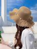 Summer Wide Brim Straw Hat With Lace Trim And Faux Pearl Decoration For Women