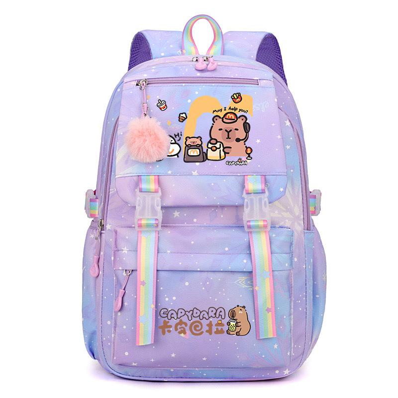 Beliebter 2025 Kapibara Capybara mehrfarbig hübsch, schmutzabweisend und langlebig, niedlicher Grundschulrucksack