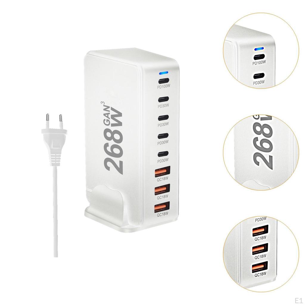 268W USB C Ladegerät PD 8 Ports Desktop Adapter Ladestation Weiß