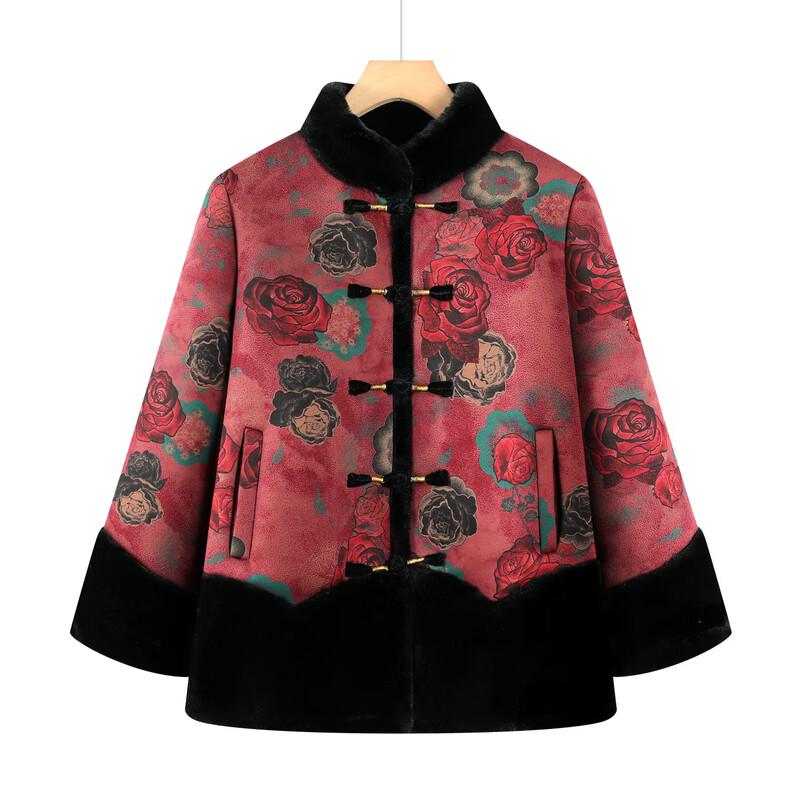 Mooou Women's Floral Plush Winter Padded Coat