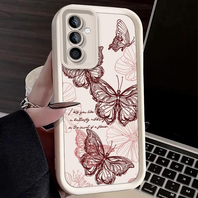 Butterfly Phone Case For Samsung Galaxy S25 S24 S23 Plus S22 S21 Ultra 24 FE Plus A15 A35 A54 A55 5G Shockproof Soft Cover