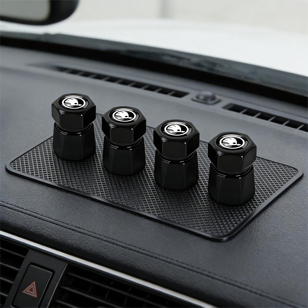 4pcs Car Styling Aluminum Emblem Wheel Tire Valve Stem Air Caps For Skoda S Fabia Rapid Superb Octavia A5 A7 2 Kodiaq Scala VRS Ukm344