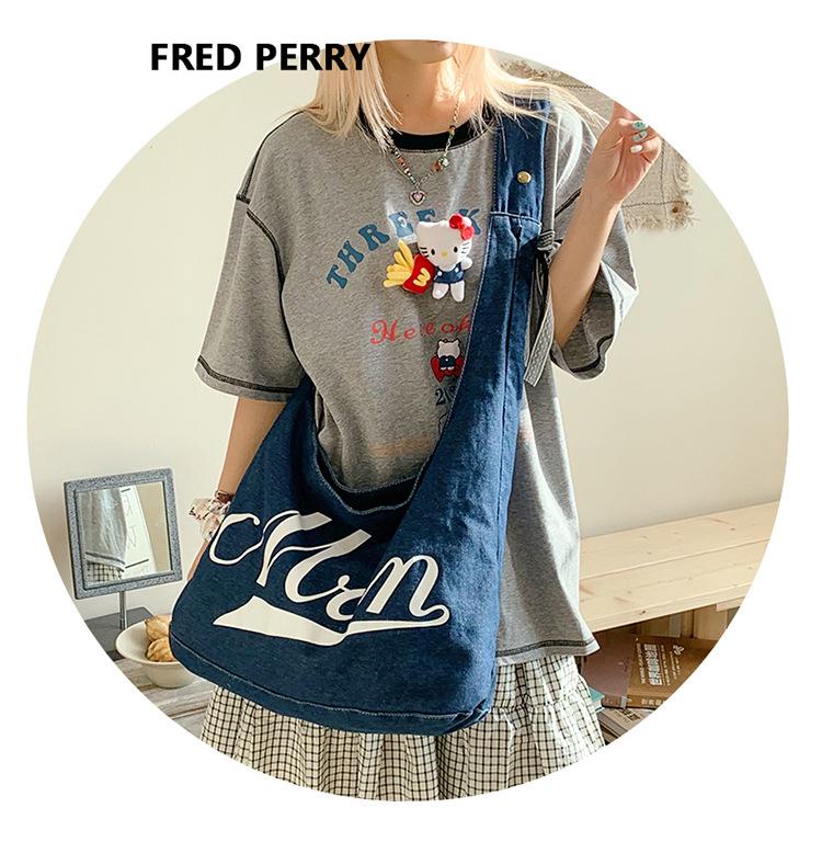 2025 Autumn Versatile Denim Canvas Tote: European & American Retro Style, Large Capacity Shoulder Bag for Students