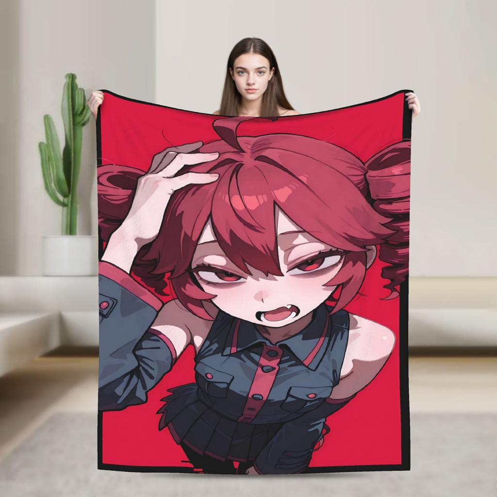 Teto Kasane Chibi Cartoon Anime Blanket Warm Novelty Plush Throw Blanket For Couch Chair Sofa Bed Flannel Bedspread Bed Cover