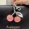Pink Crystal Cherry Bag Charm For Handbag Shoulder Bag Women's High-Grade Keychain Bags Attachment Parts Women's Gift