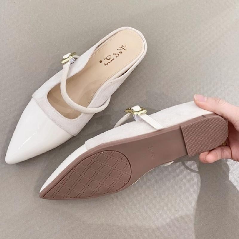 Fashion High Quality Pointed Toe Flat Sandals Women Fashion Narrow Band Buckle Slide Sandals Concise Comfortable Non-slip Designer Shoes