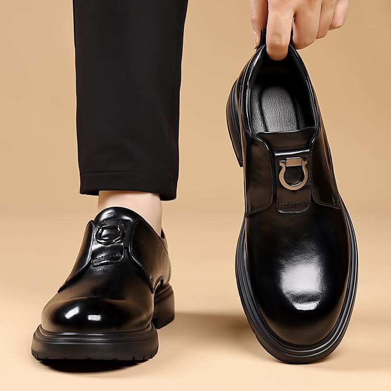 Fashion 2025 British Style Men's Leather Casual Shoes Thick Soled Wear-resistant Classic Loafers Business Men's Formal Shoes Trendy