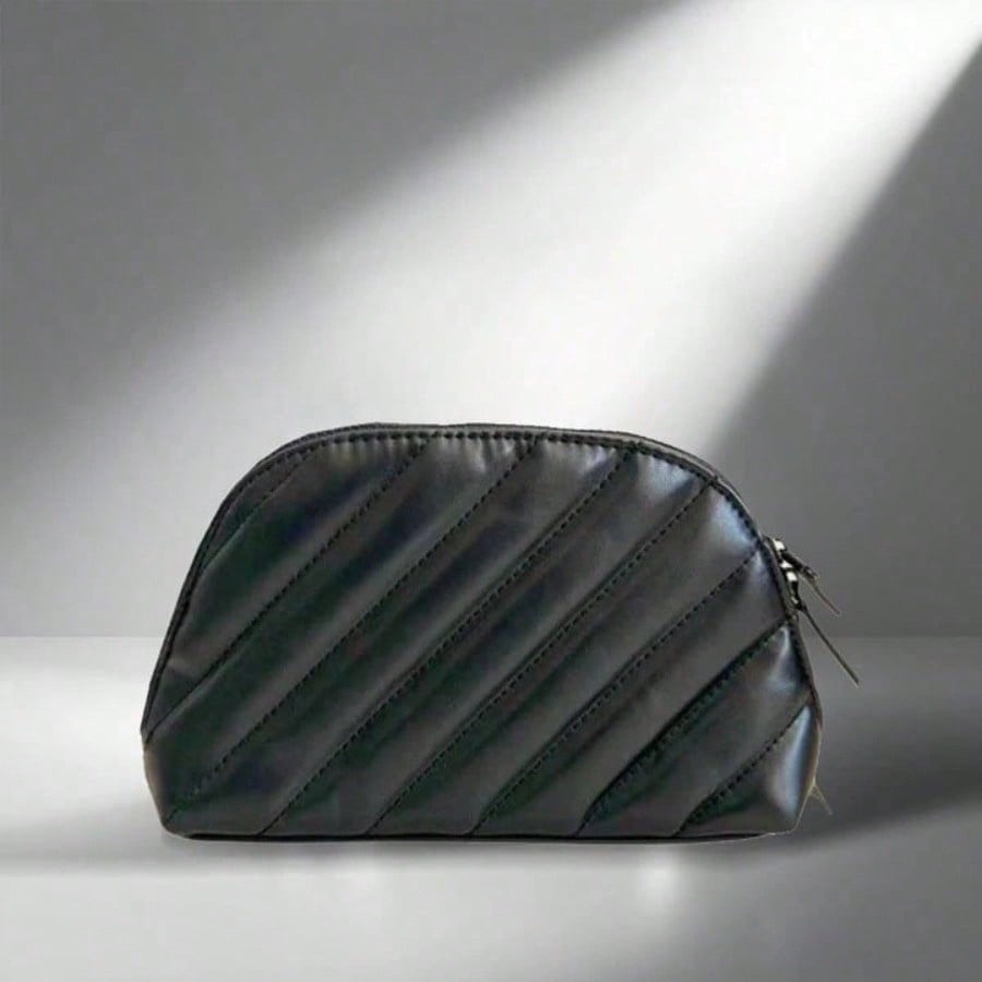 

Limited edition black double-zip makeup bag (compact and portable storage bag), convenient for storing lipsticks and keys чорний