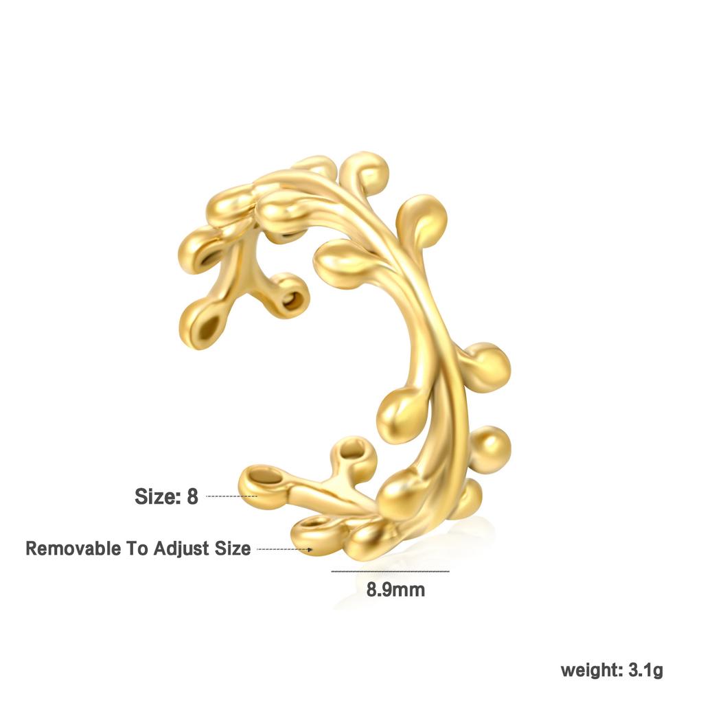 Fashion Hollow Geometric Adjustable Open Ring High-End Gold Tone Ring