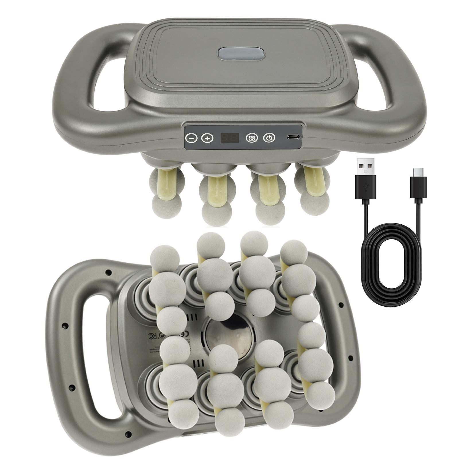 

Фашиальный пистолет Массажер для мышц Высокочастотная вибрация 24 насадки Электрическая массажная машина для спины и поясницы Массажер для шеи, плеч и тела серый