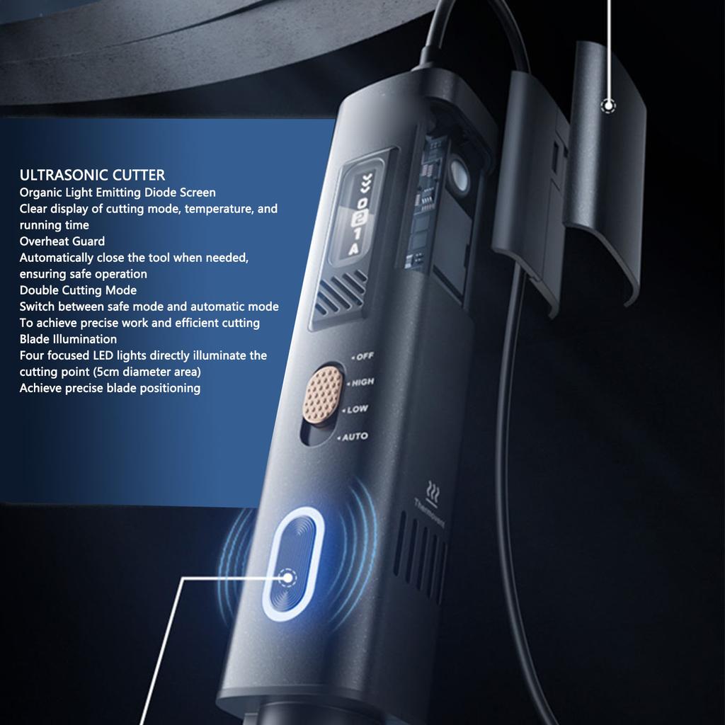 Ultrasonic Cutter 40kHz High Precise Portable Handheld Ultrasonic Cutting Tool with 50 Replacement Blades for PCB Circuit Board