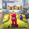 Colorful Teletubbies Golf Meadow Landscape Print 3‑Pieces Duvet Cover Set Cartoon Bedding Without Pillow Core or Comforter