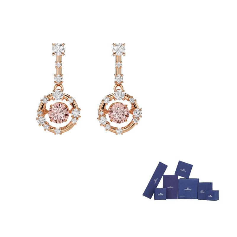 Swarovski Constella Synthetic Cubic Zirconia Earrings Womens Rose Gold Original brand box