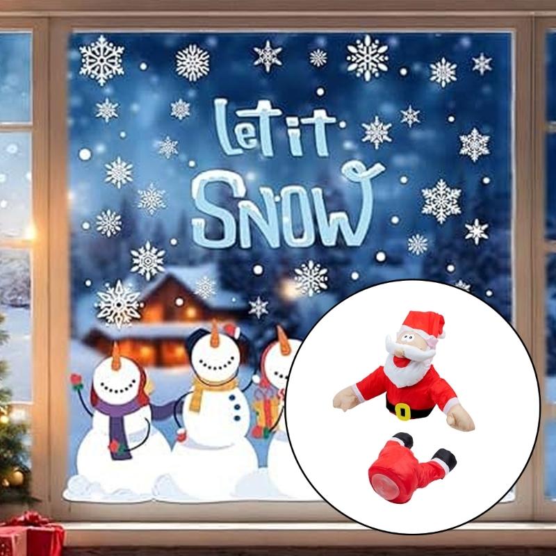 Animated Crashing Santa And Reindeer Window Decoration With Moving Legs Kicking Christmas Festives Home Decors Ornament